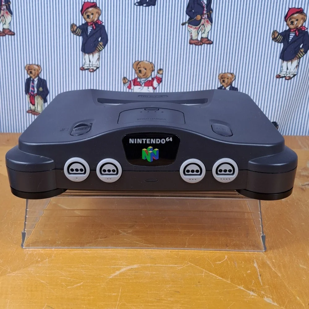 Vintage 1996 Nintendo 64 Black shell console Shark Pad Pro 64 controller tested